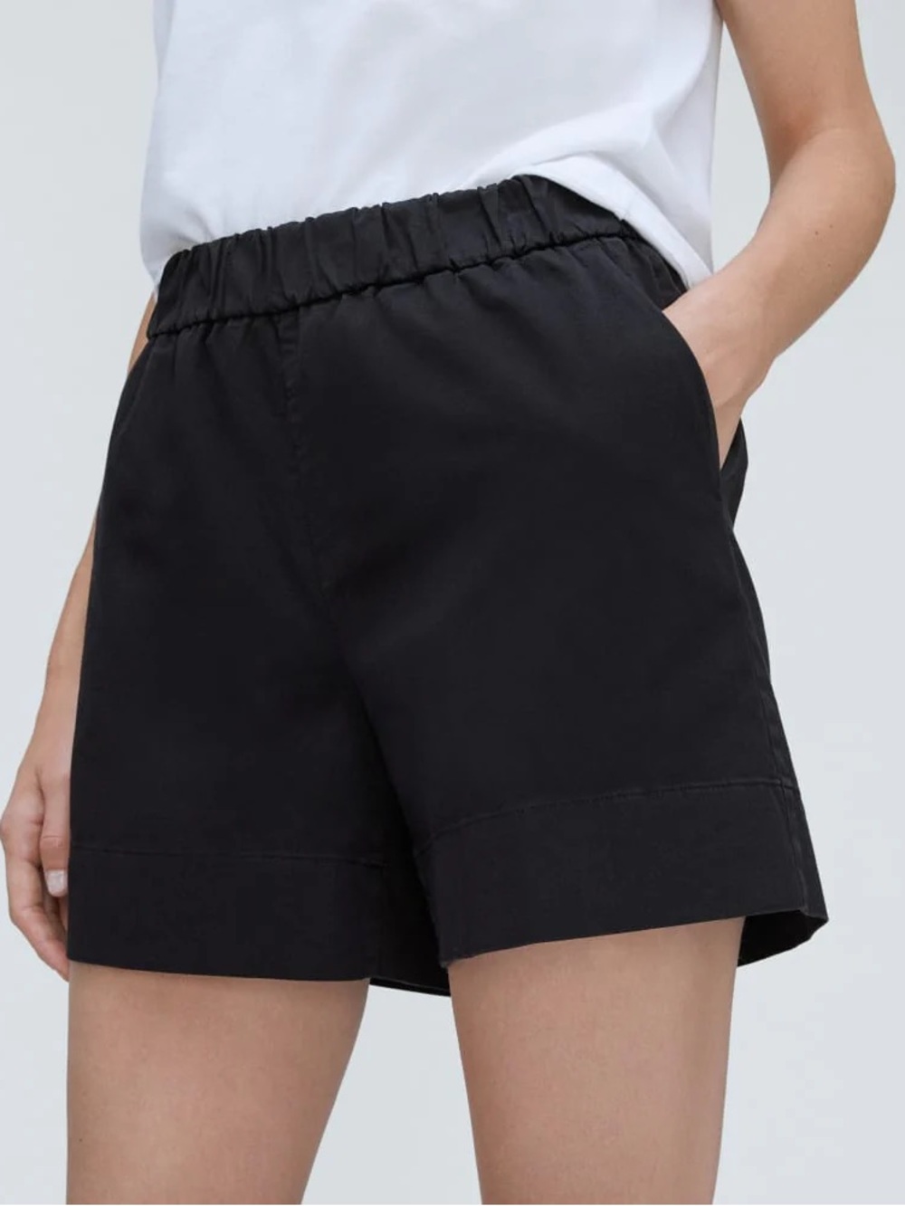 Everlane Black Elastic-Waist Cotton Shorts